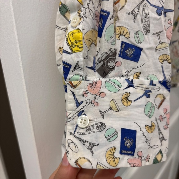 NWOT J. Crew Paris Print Cotton Popover Shirt - Picture 6 of 8